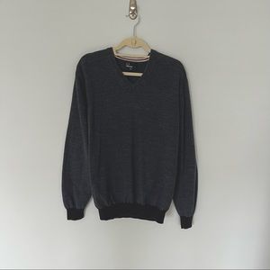 Fred Perry Navy V-Neck Sweater w/ Elbow Patches